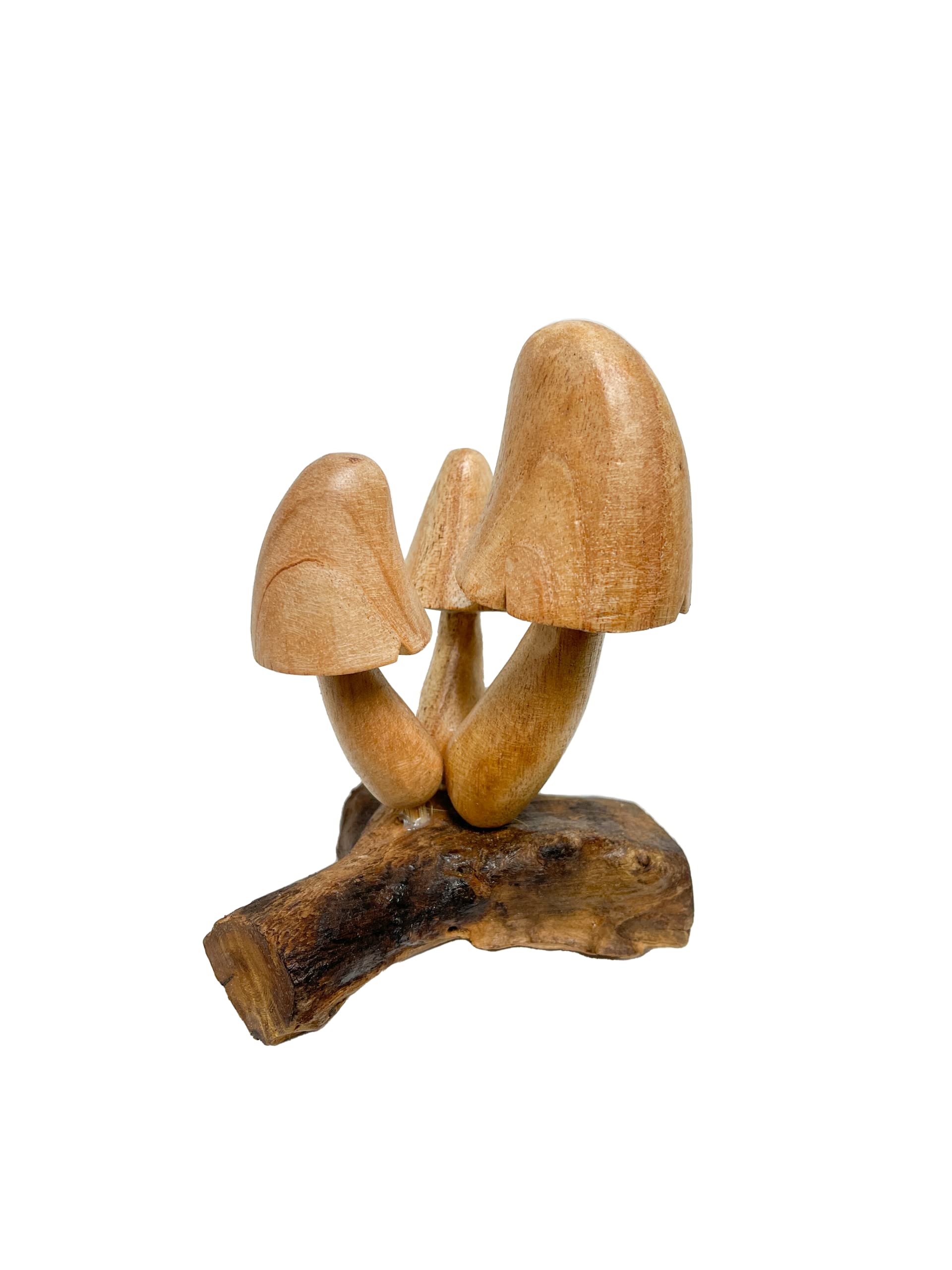 My Family House Wooden Carved Mushroom Ornament Three Mushrooms Wood Carving Fair Trade Toadstools Fungi Parasite Wood
