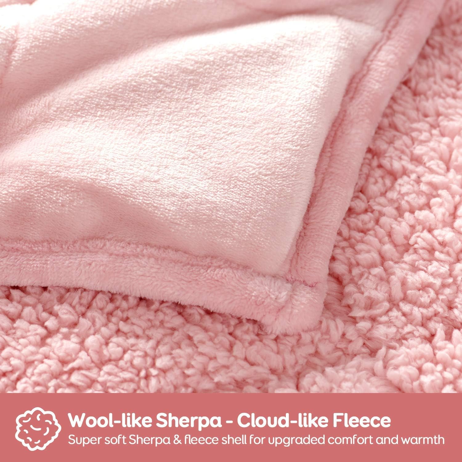 Flаѕh Dеаlѕ - 50% оƒƒ Topblan Sherpa Fleece Weighted Blanket 12lbs, Uniformed Color with Fuzzy Fleece and Shaggy Sherpa to Help with Better Sleep, 48x72 inches, Pink