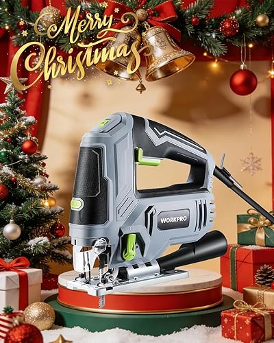 Miniatura 2 de WORKPRO Jigsaw, 6.5AMP 850W Corded Electric Jig Saw Tool Kit with 6 Variable Speeds, 7 Blades, ±45° Bevel Cutting, LED Light, 3000 SPM, 4 Orbital