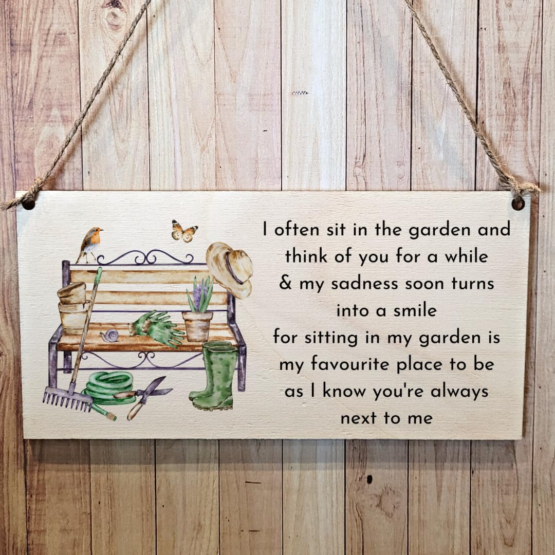 Second Ave Garden Memory Friendship Wooden Hanging Gift Rectangle Garden Sign Plaque