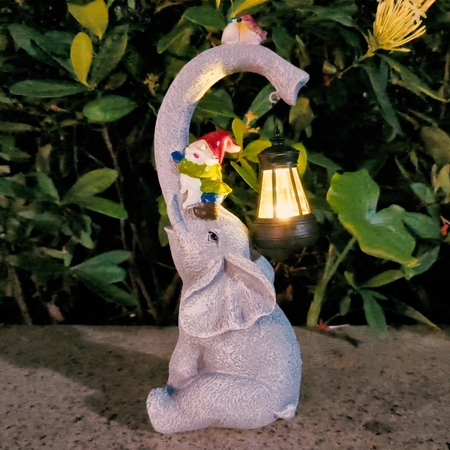 Sharemi Women's Grey Garden Ornaments Outdoor Solar Elephant Statue, Waterproof Lanterns Garden Decor For Pathway Lawn Patio Yard Balcony Christmas Decorations, Anniversary Birthday Gifts For Mum Men Grandma