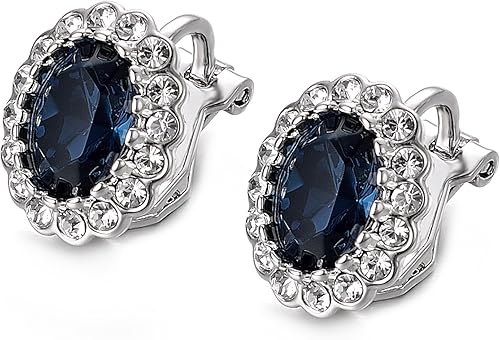 Miniatura 3 de Yoursfs Austria Crystal Clip on Earrings for Women 18K Gold Plated Fashion Jewelry with Halo CZ Rhinestone Non Pierced Earrings