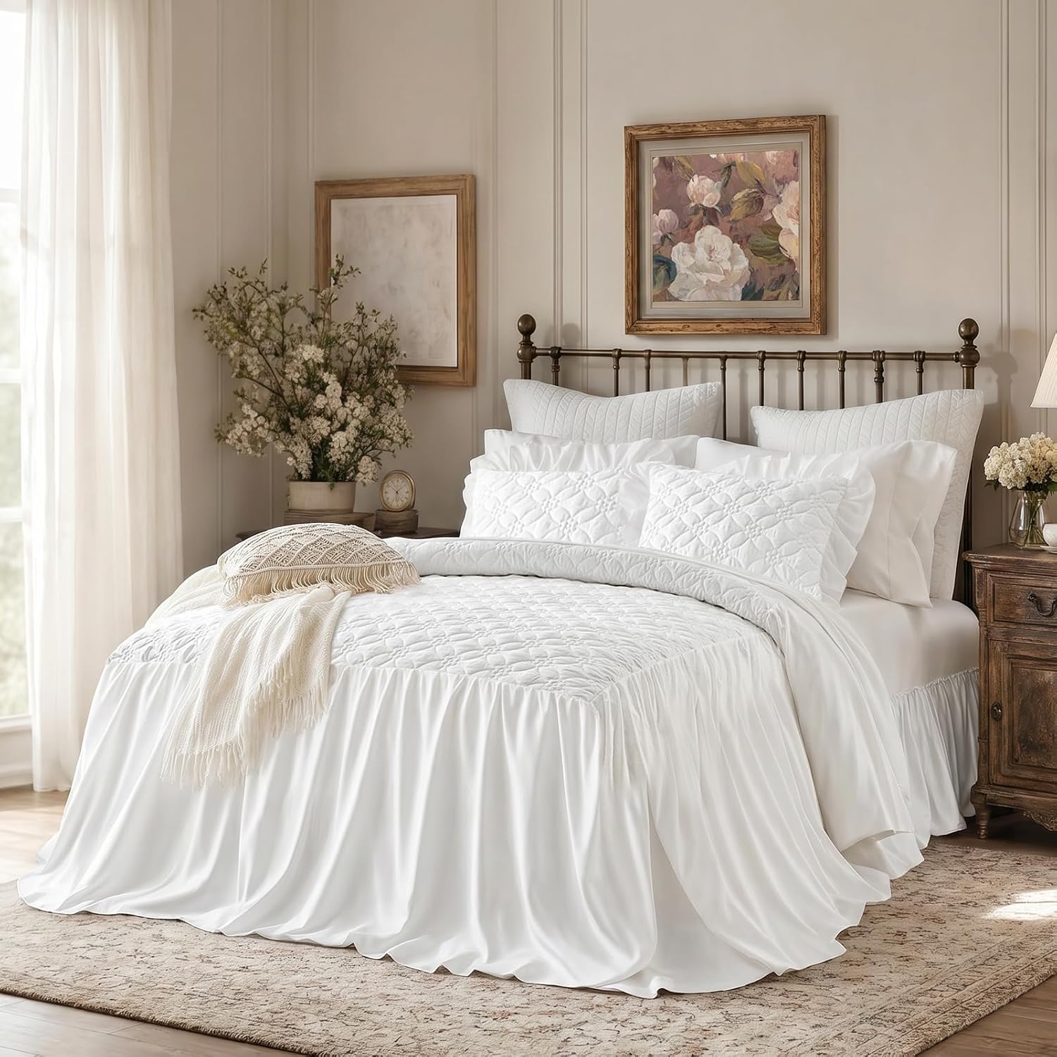 Amazon.com: Ruffle Skirt Bedspread Set Flower Style - 30
