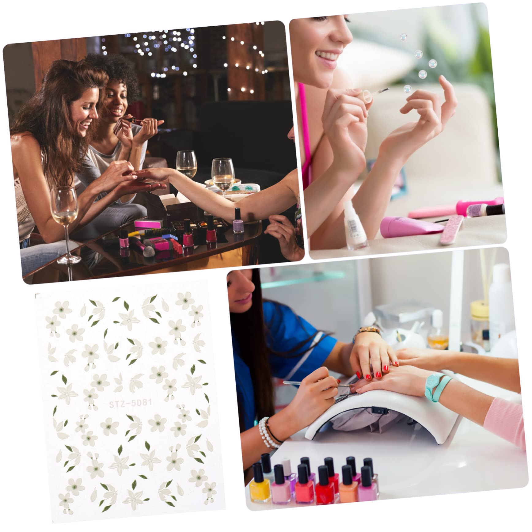PACKOVE 15hojas Pegatinas De Flores Para Uñas Decoración De Nail Art Calcomanías Autoadhesivas Para Manicura Diseño Para Mujeres y