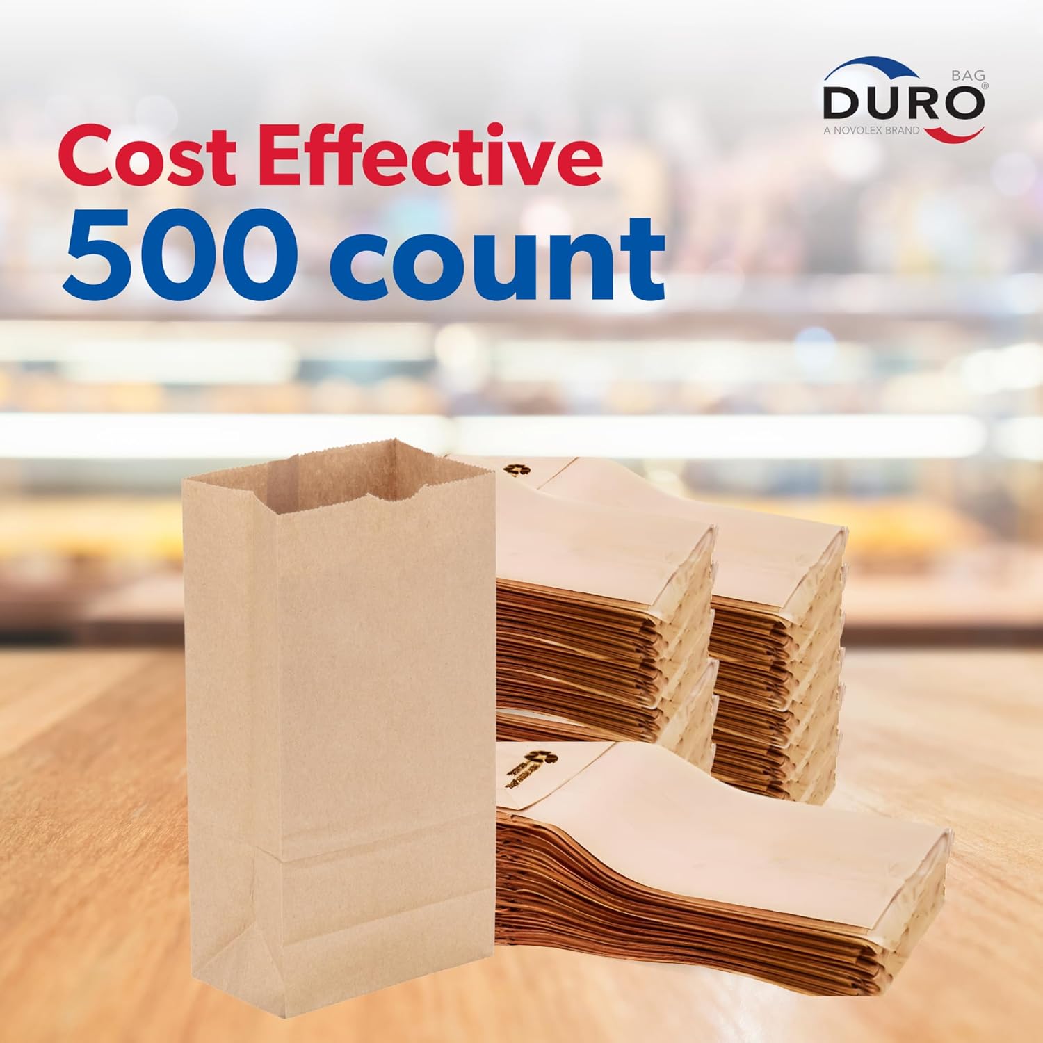 Duro 2# Brown Paper Lunch Bags 500 Count, Bulk Disposable Brown Paper Bags, SOS Small Lunch Bag for Candy, Snacks & Treats - 4.31 x 2.43 x 7.87 Inches