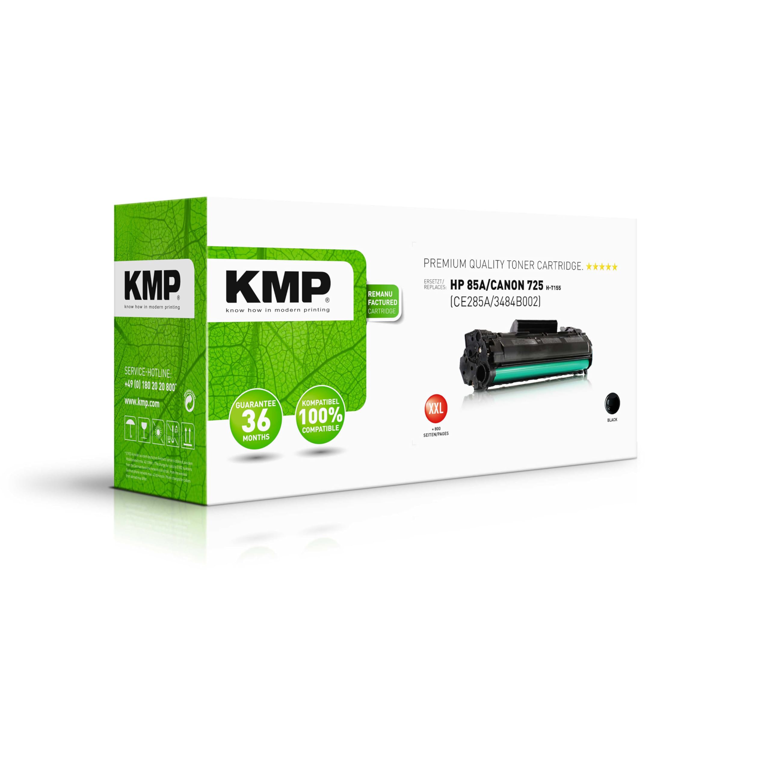 KMP Tonerkartusche passend für HP 85A Black (CE285A) XXL - H-T155 - für HP Laserjet Pro M1132, M1212nf, M1217nfw, M1213nf MFP, P1102, P1102w, ... etc.