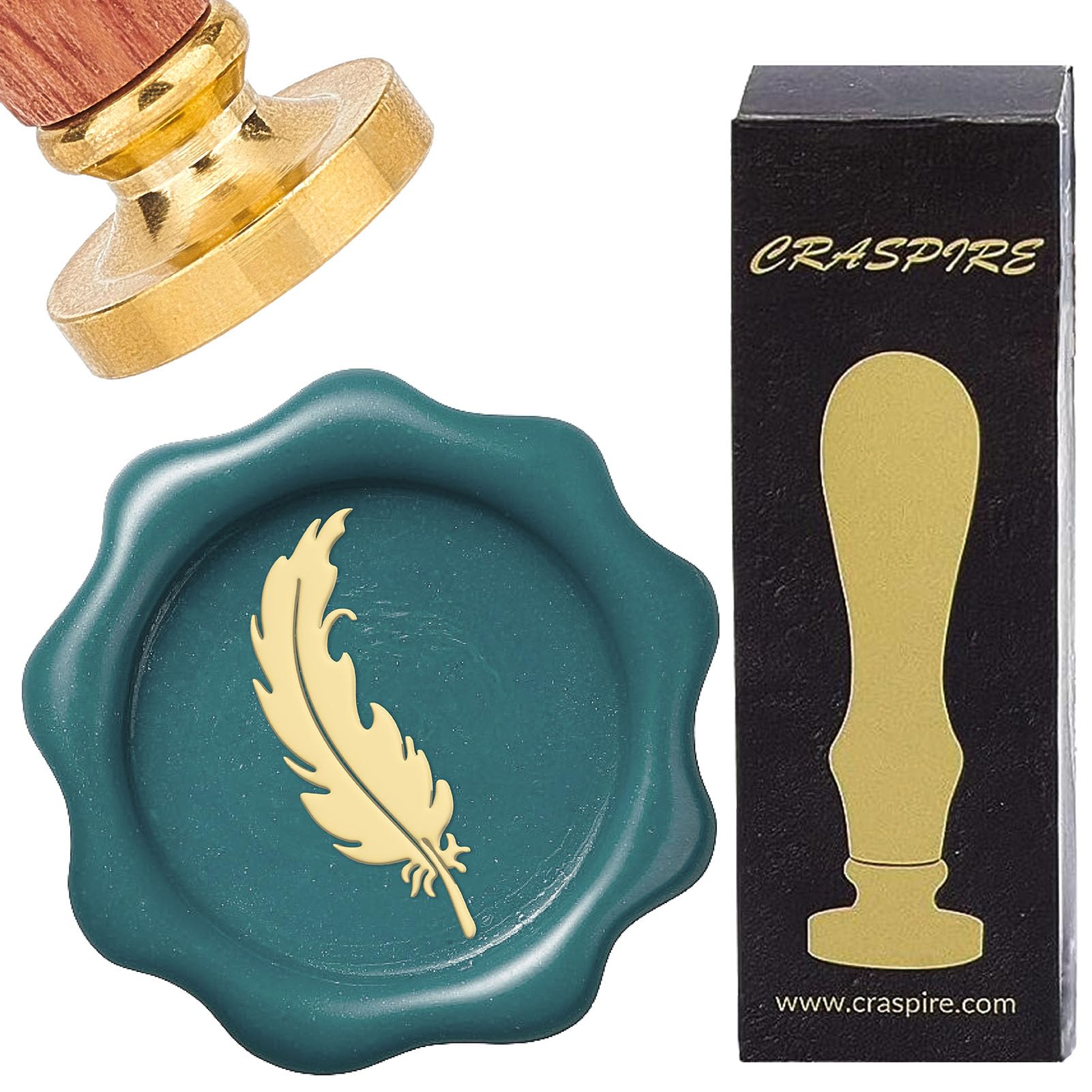Tampon de cire plume en laiton CRASPIRE 25mm avec manche en bois
