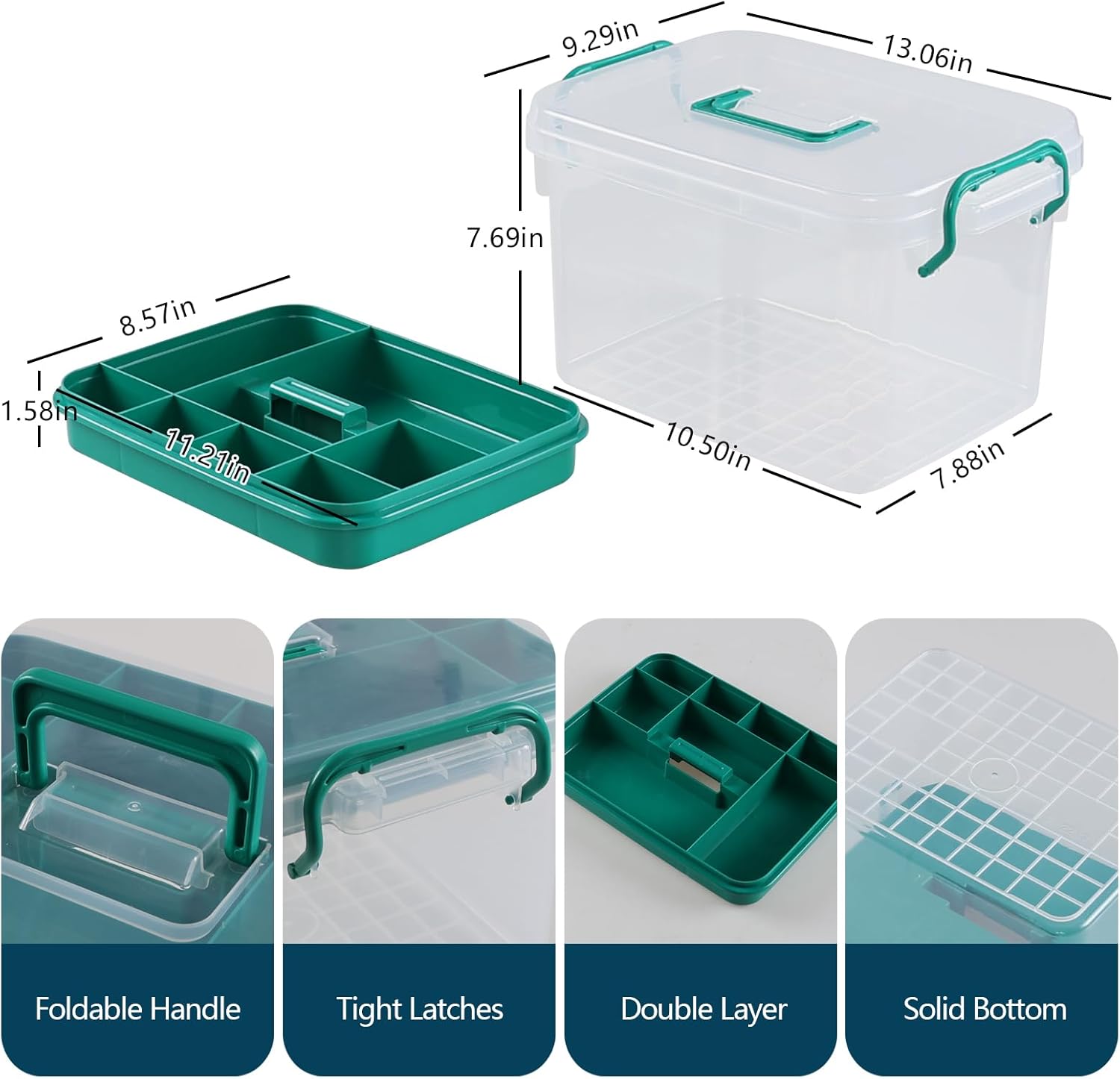 Gloreen Clear Plastic First Aid Kit Box, Household Medicine Storage Box, F