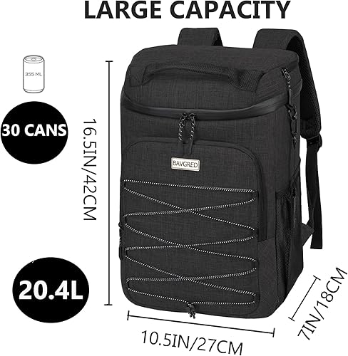 Miniatura 5 de BAVGRED Mochila térmica para 30 latas, impermeable, con compartimento para enfriar para hombres y mujeres, bolsa térmica de lados suaves, mochila
