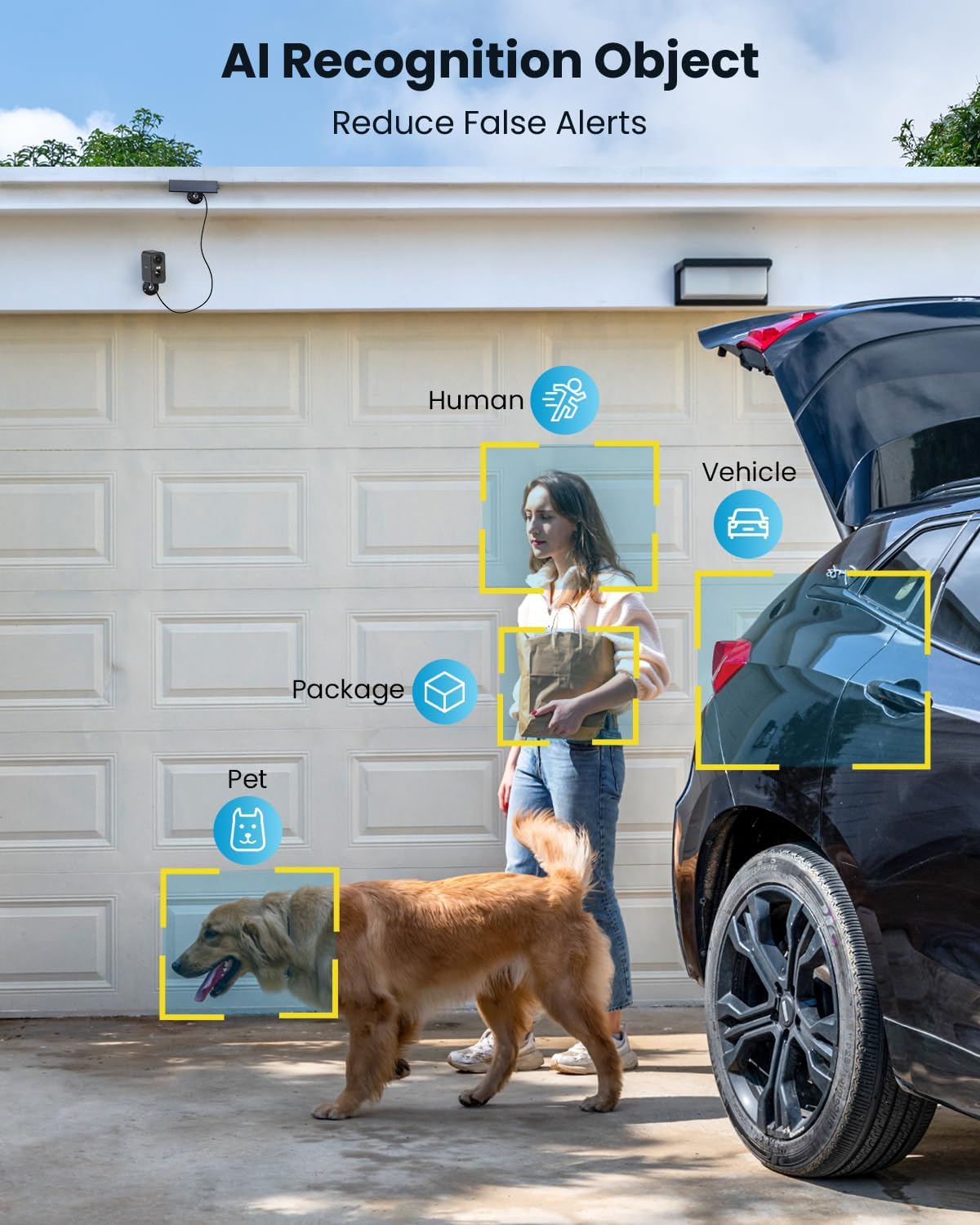 ieGeek No Monthly Fee 2K Wireless Security Camera Outdoor Colorful Night Vision, Rechargeable Battery CCTV Camera Systems, WiFi Home, Motion Detection, Siren Floodlight, Voice Intercom, Remote Access