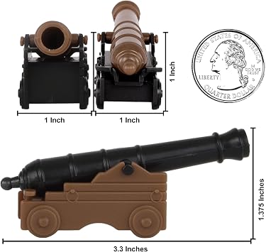 BMC CTS Naval Cannon Artillery - 6pc Black & Bronze Plastic Army Men Accessories
