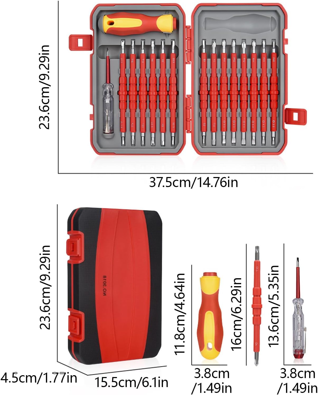 Multifunctional Insulated Screwdriver Kits 29Piece Tip Hand Tool For Electricians High Voltages Protections