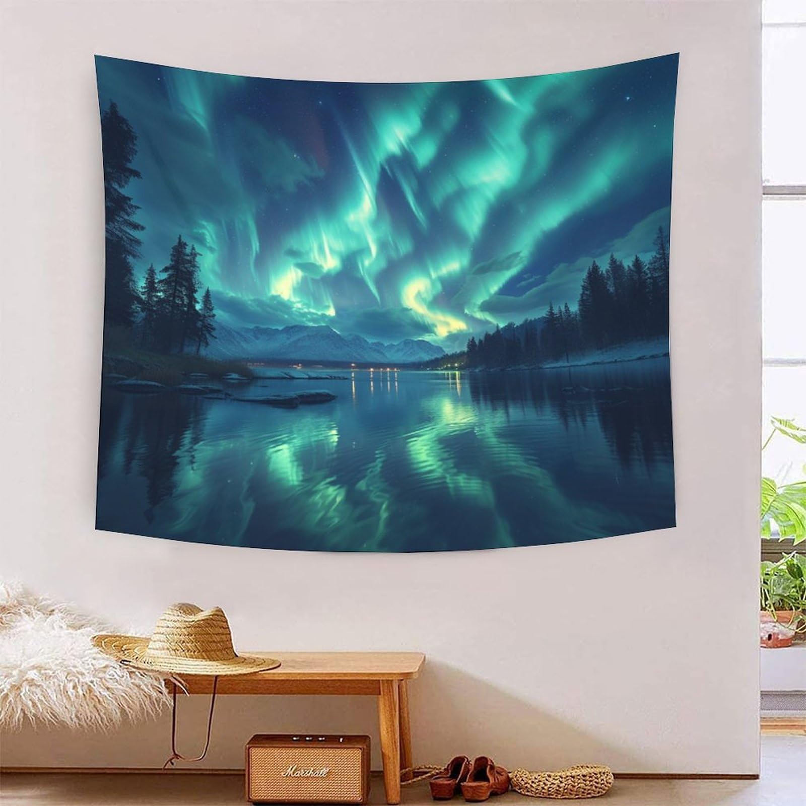 Décoration Murale Aurores Boréales, Papier Peint Autocollant Montagnes Enneigées, Décoration Murale Aurore Boréale, Papier Peint Lumières Polaires - Canada