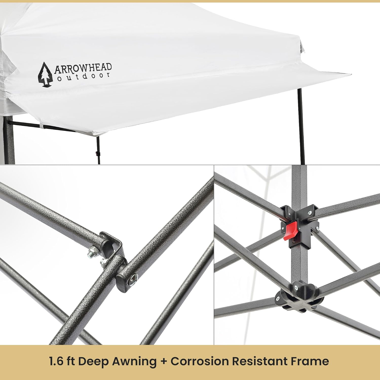 ARROWHEAD OUTDOOR 10’x10’ Heavy-Duty Pop-Up Canopy, Instant Shelter, Easy One Person Setup, Water & UV Resistant, Push Button Legs, Wheeled Bag, Guide Ropes, Awning, White v2 (New) (KGS0393U)