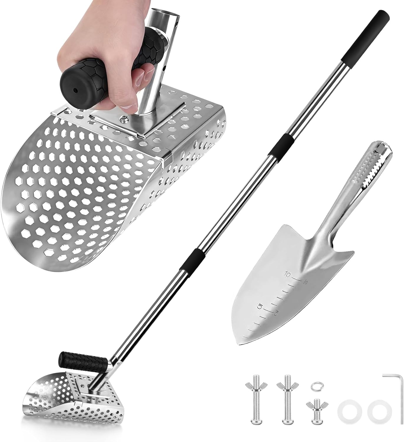 Sand Scoops for Metal Detecting, Metal Detecting Accessories, Beach Metal Detector Scoop, Sand Sifter Shovel for Underwater Treasure Hunting