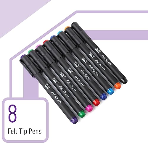 Miniatura 2 de Mr. Pen - Bolígrafos de punta de fieltro, colores surtidos, paquete de 8, 0.028 in, punta fina, punta fina, diario, toma de notas, secado rápido,