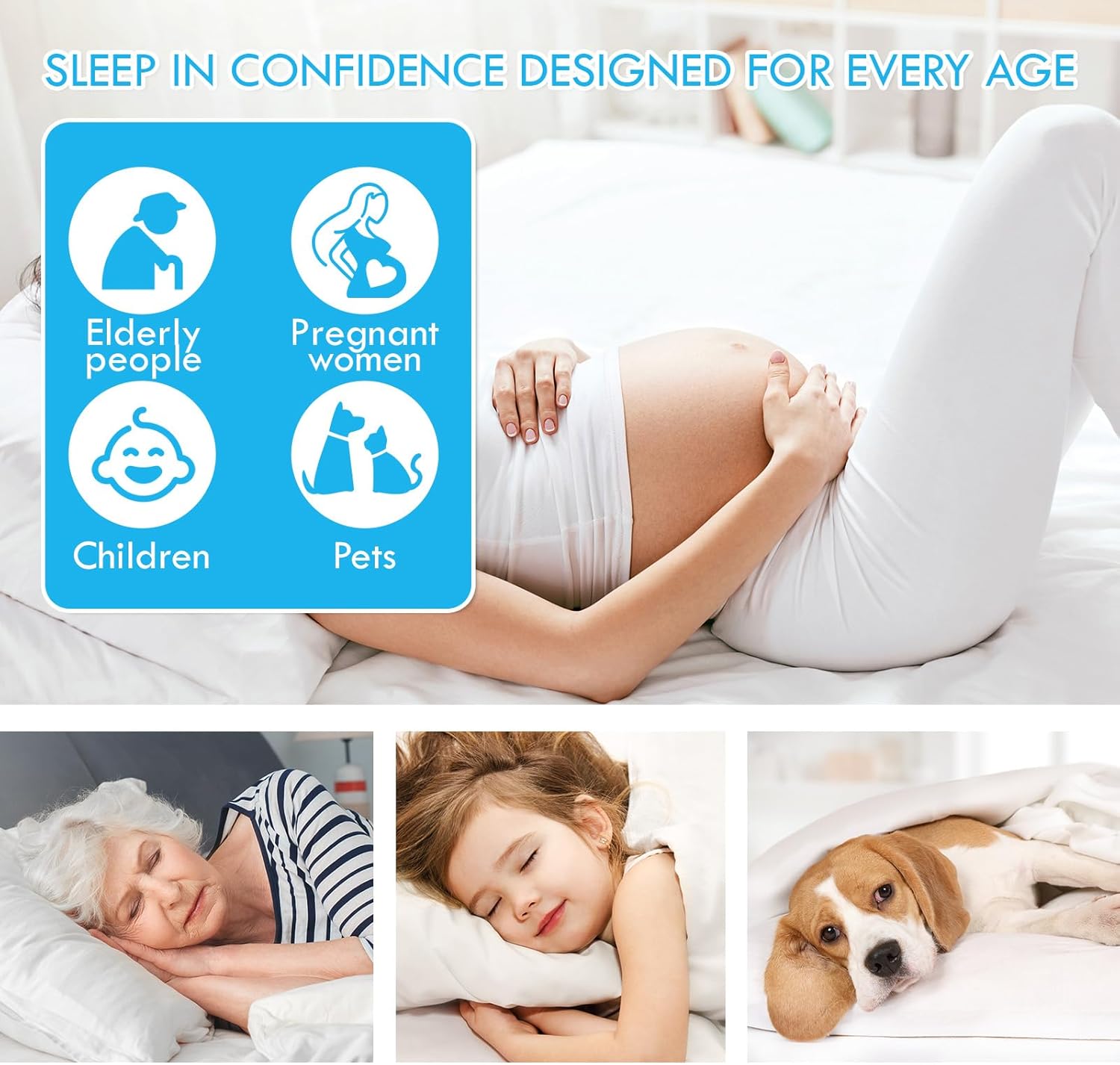 Twin Size Bed Pads - 34"X36" Washable Waterproof Mattress Protector Underpads, Reusable Tuckable Incontinence Bed Pads for Adults Kids with 21" Wings - Image 8