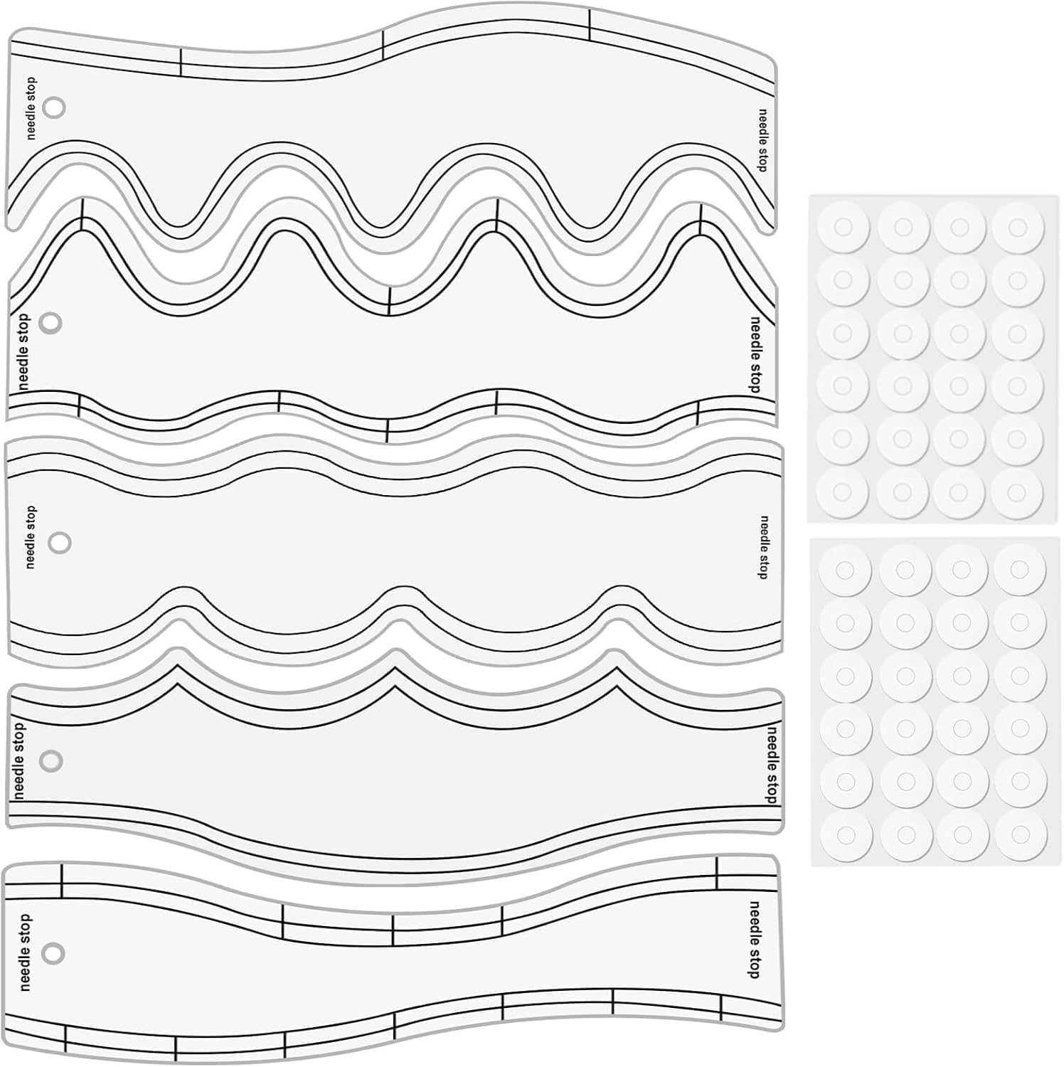 TSV Free Motion Quilting Ruler: 10 Inch Acrylic Waves FMQ Quilting Templates 5 Pack for Machine Quilting & Patchwork Splicing & Cutting Patterns - Beginner Friendly