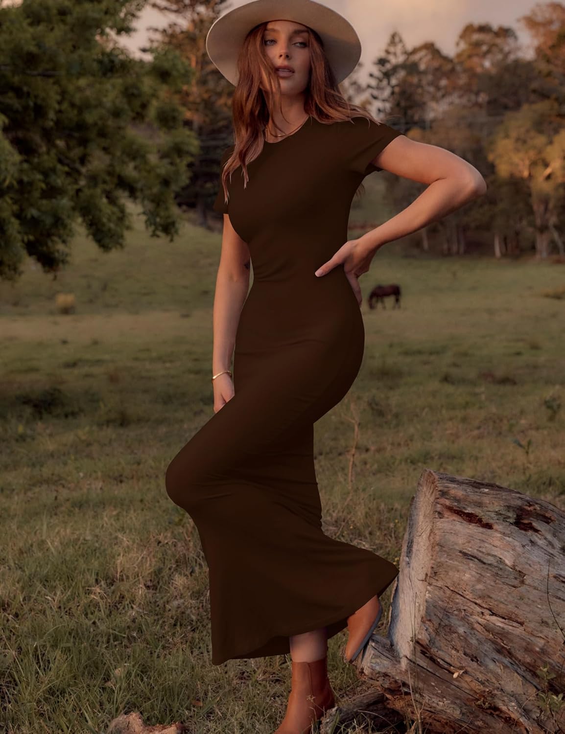 LOMON Women Fishtail Hem Ribbed Maxi Dresses Summer Casual Stylish Y2k Sexy Fitted Lady Elegant Cotton Soft Lounge Dress - Image 5