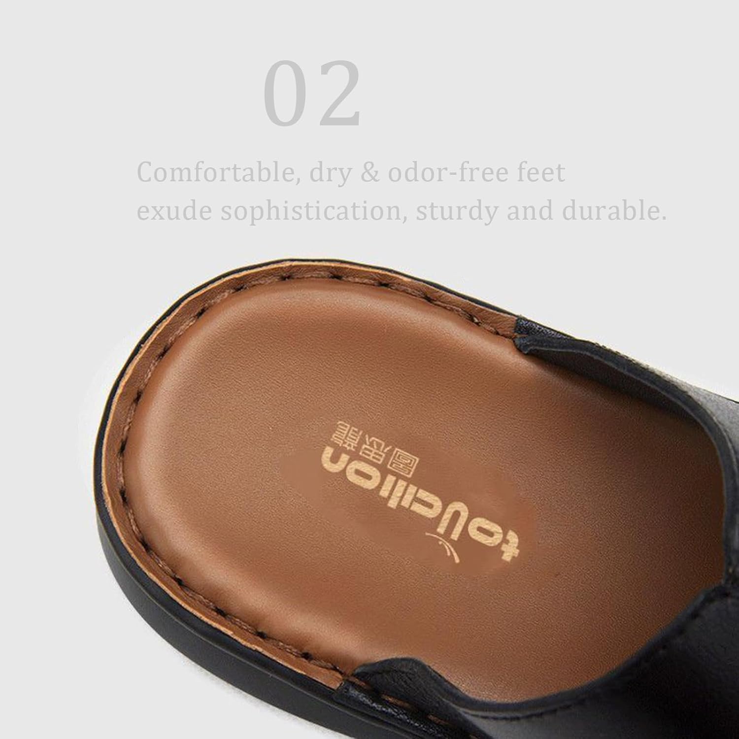Mens Leather Flat Slide Sandals Fashion Cutout Comfort Slip On Open Round Toe Summer Daily Indoor Outdoor Walking Beach Sandals