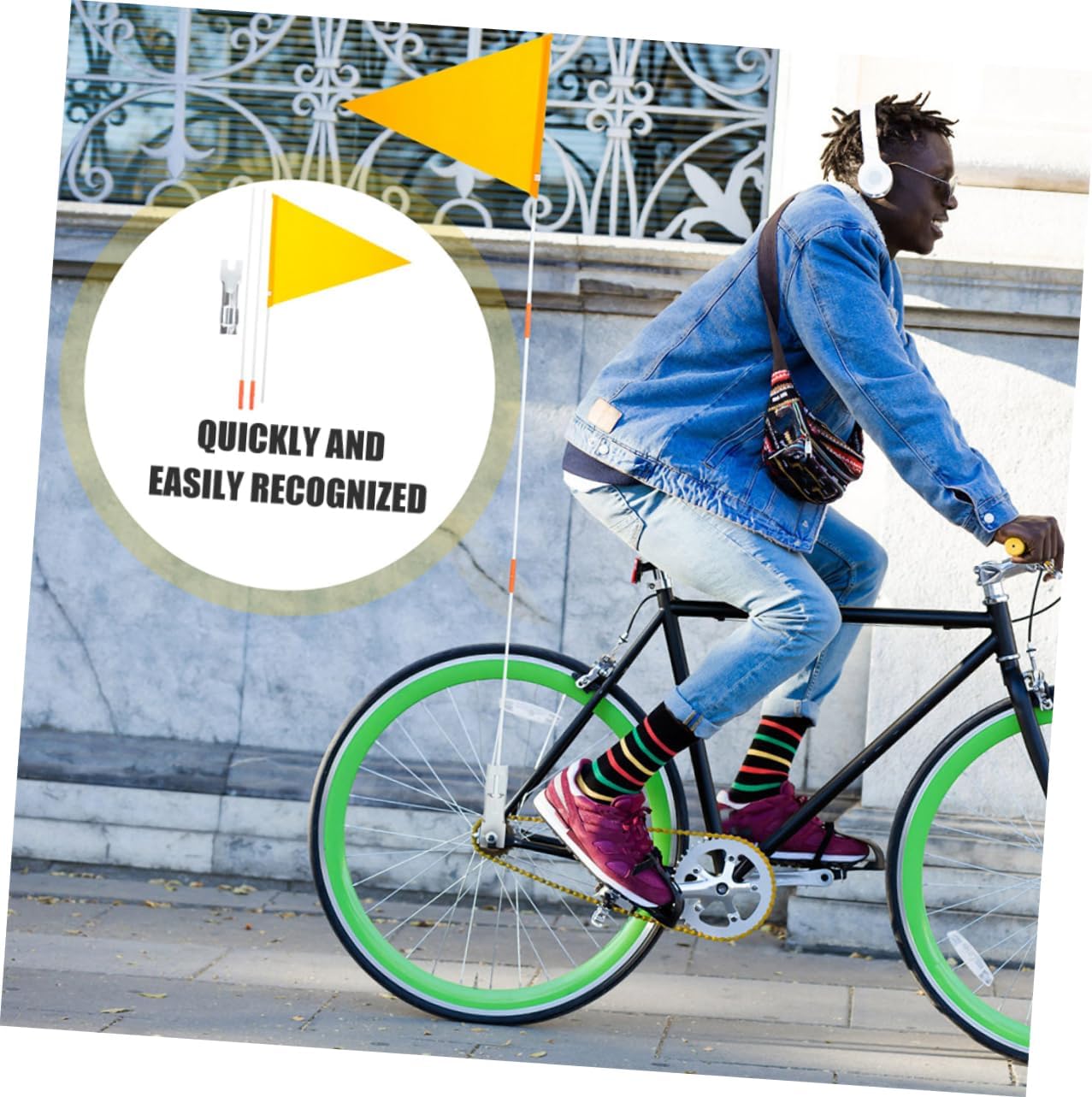 BESTonZON 2Pcs Bicycle Safety Flag with Pole High Visibility Bike Flags for Outdoor Bike Accessories for Durable and Reliable Advertising Display