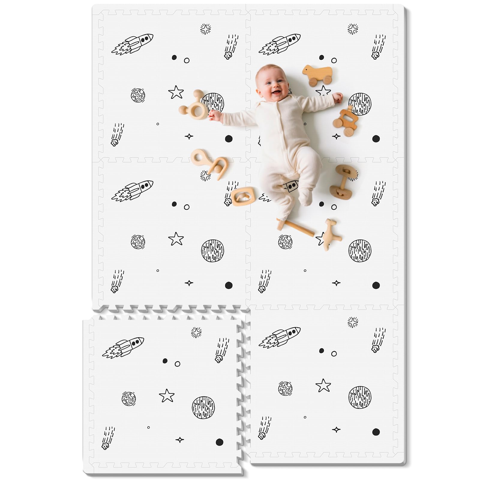 PIGLOG Floor Mats for Kids for Baby with Interlocking Floor Tiles,Space