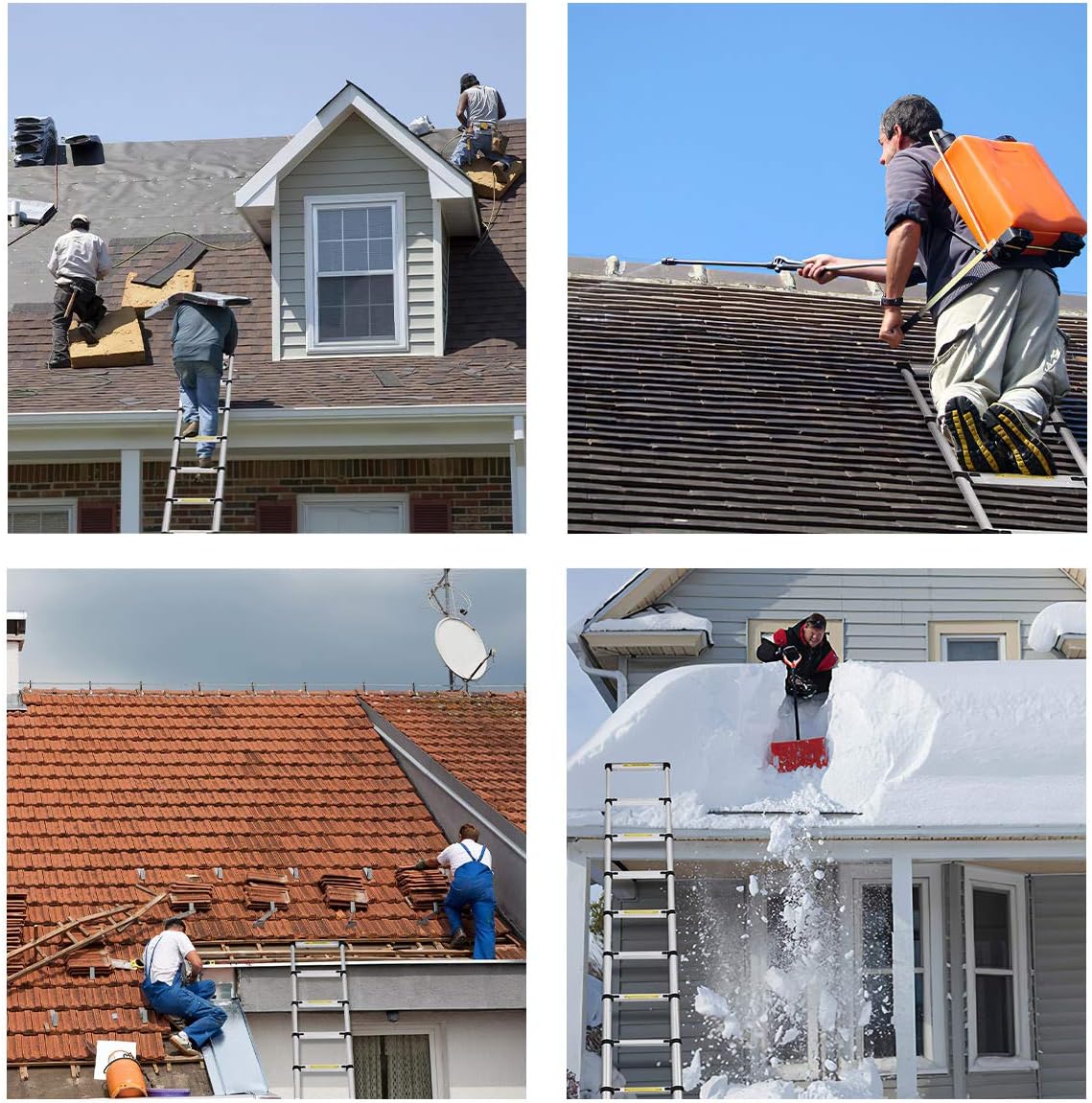 Best Seller Gimify Telescoping Telescopic Extension Ladder 10.5 FT Aluminum Alloy Extendable Lightweight Ladder Steps Safety for Roofing Business, Household Use, RV Outdoor Work, 330 lbs Capacity