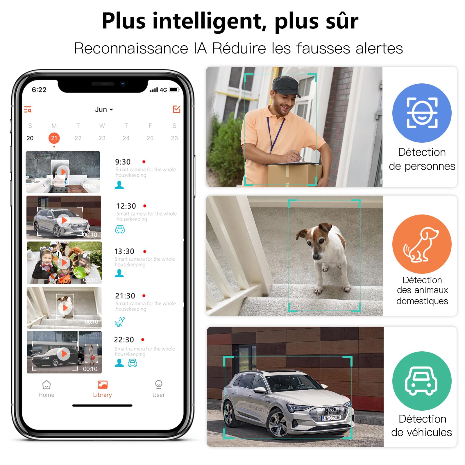 G-ELEK Caméra Surveillance Extérieure Batterie sans Fil 2K 3MP • Vision Nocturne Couleur • Détection PIR AI • Audio Bidirectionnel • IP65 Étanche • WiFi 2.4GHz • Sécurité Maison