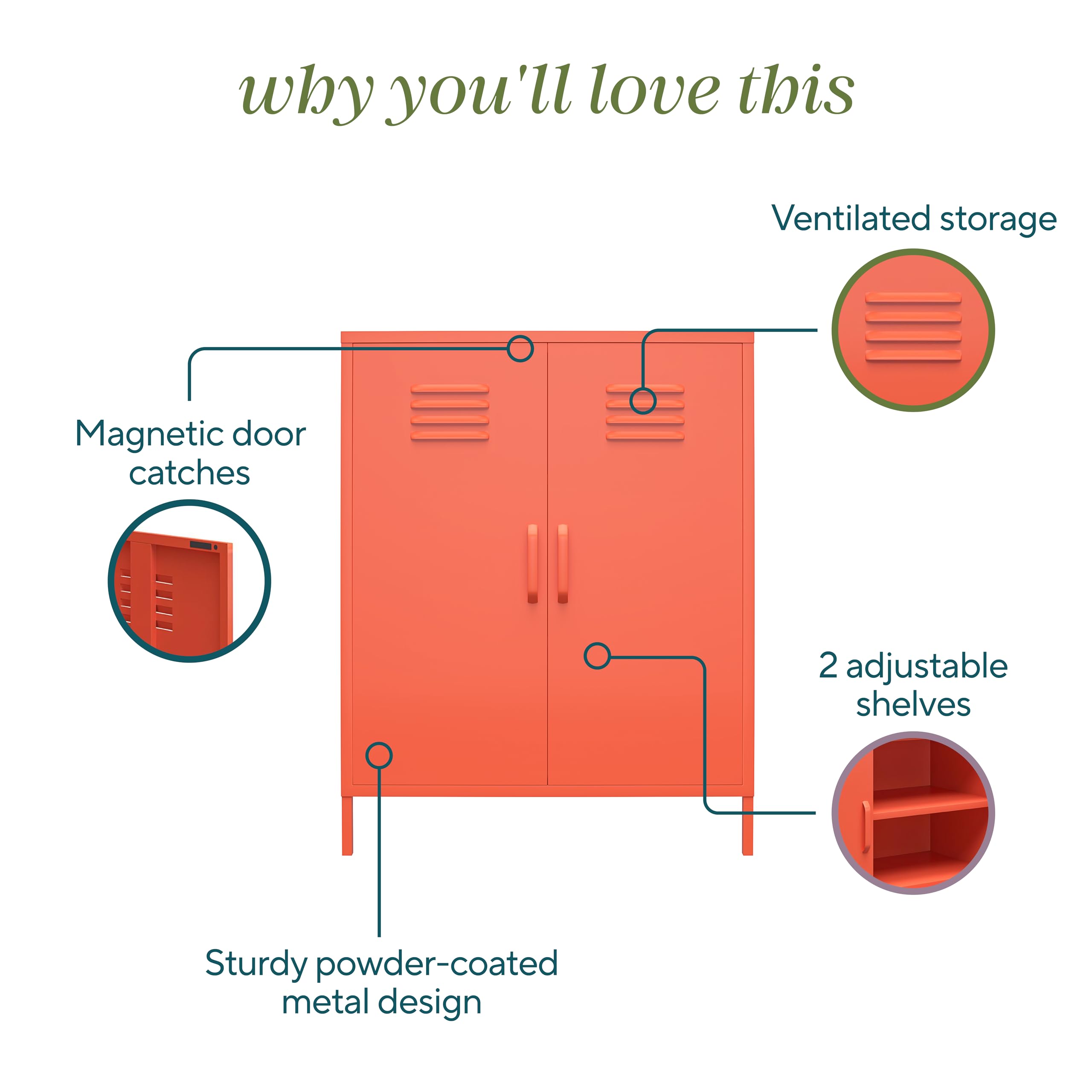 Amazon.com: Novogratz Cache 2 Door Metal Locker Style Storage