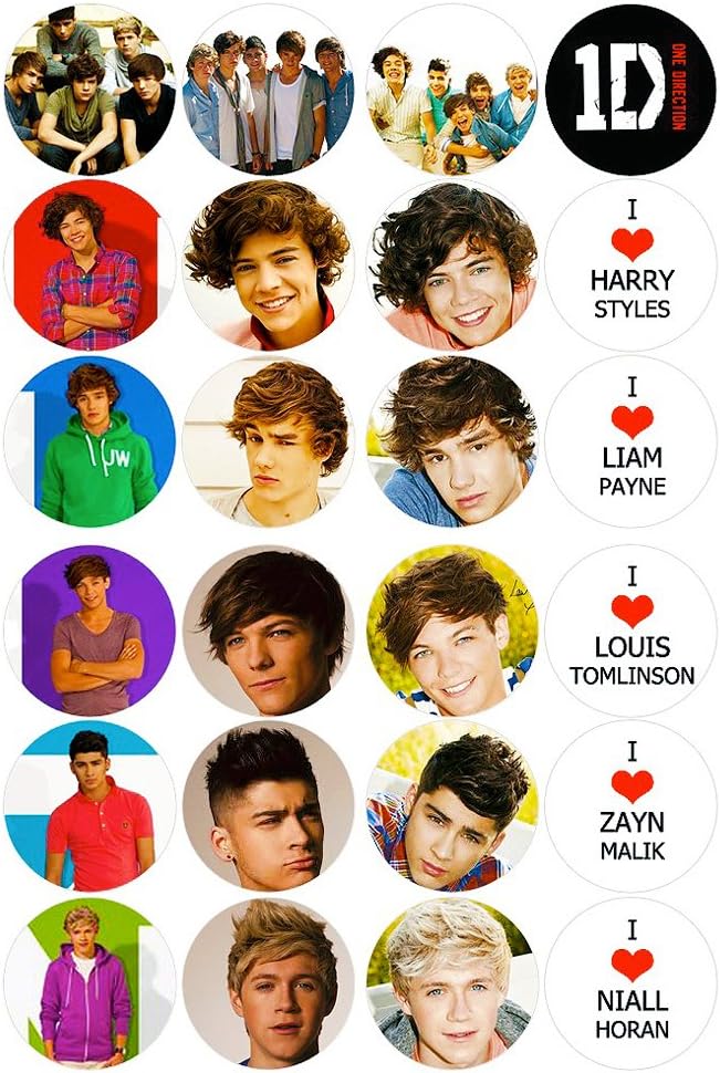 Basics 24 x One Direction Edible Birthday Cake Toppers