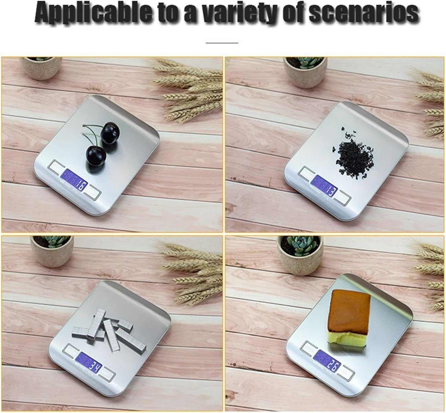 Kitchen Scale Electronic 5/10kg Digital Balance Precision Stainless Steel LCD Weight Measure Tools Gram Scale Accurate Steelyard(One Color-Silver-5kg 1g