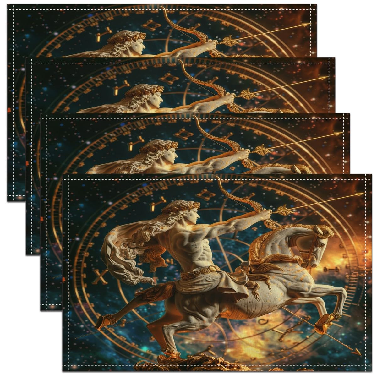 Ancient Rome Placemats,European Mythology Place Mats Set of 4 45x30 cm,3D Sculpture Pattern Table Mats,Retro Style Waterproof Placemats for Dining Patio Table Kitchen Decor,Anti Slip