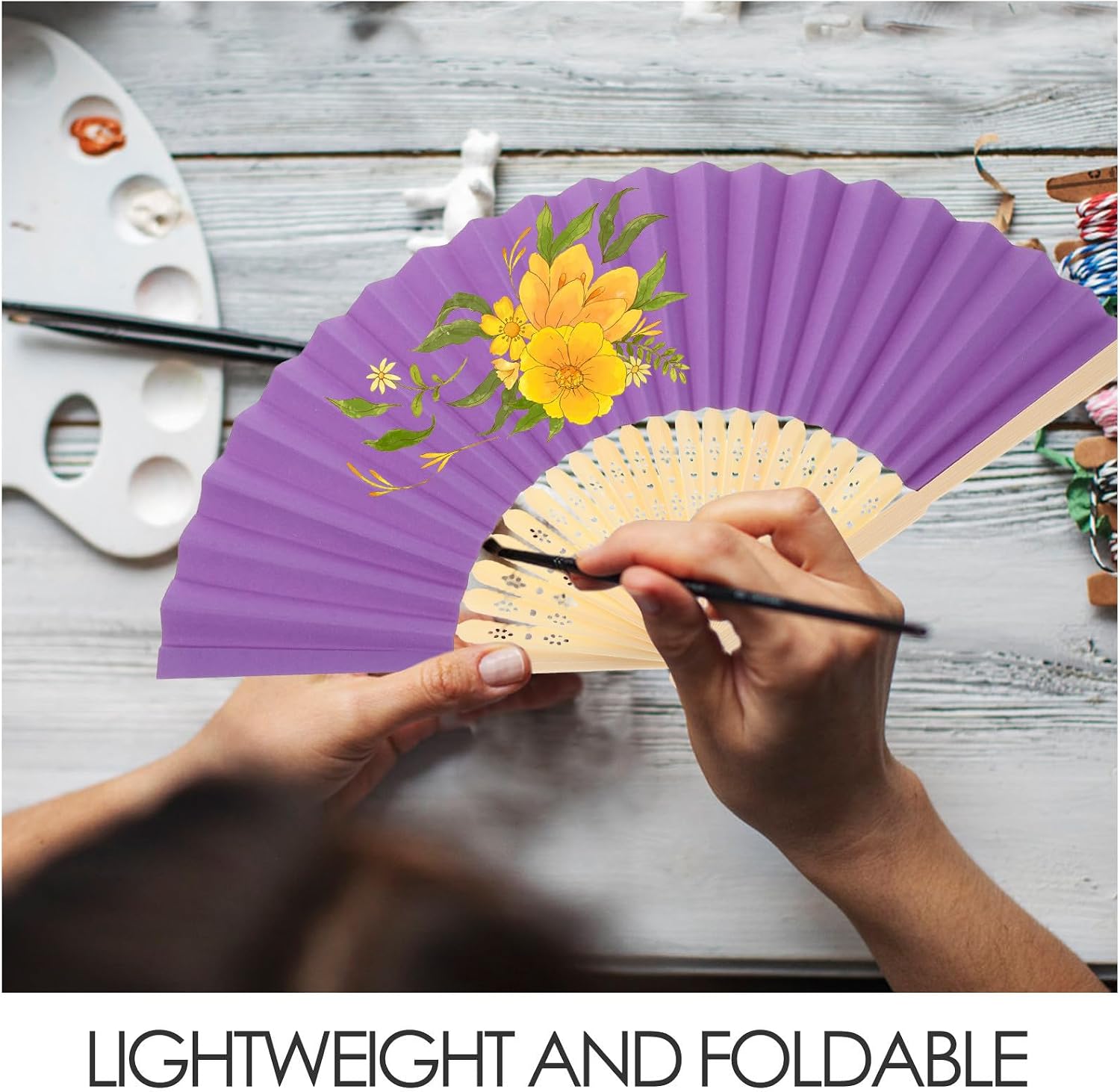 LABRIMP 6pcs Colorful Paper Folding Fans for Lightweight and Easy to Handle Handheld Fans for Outdoor Play and Festivals DIY Craft Supplies
