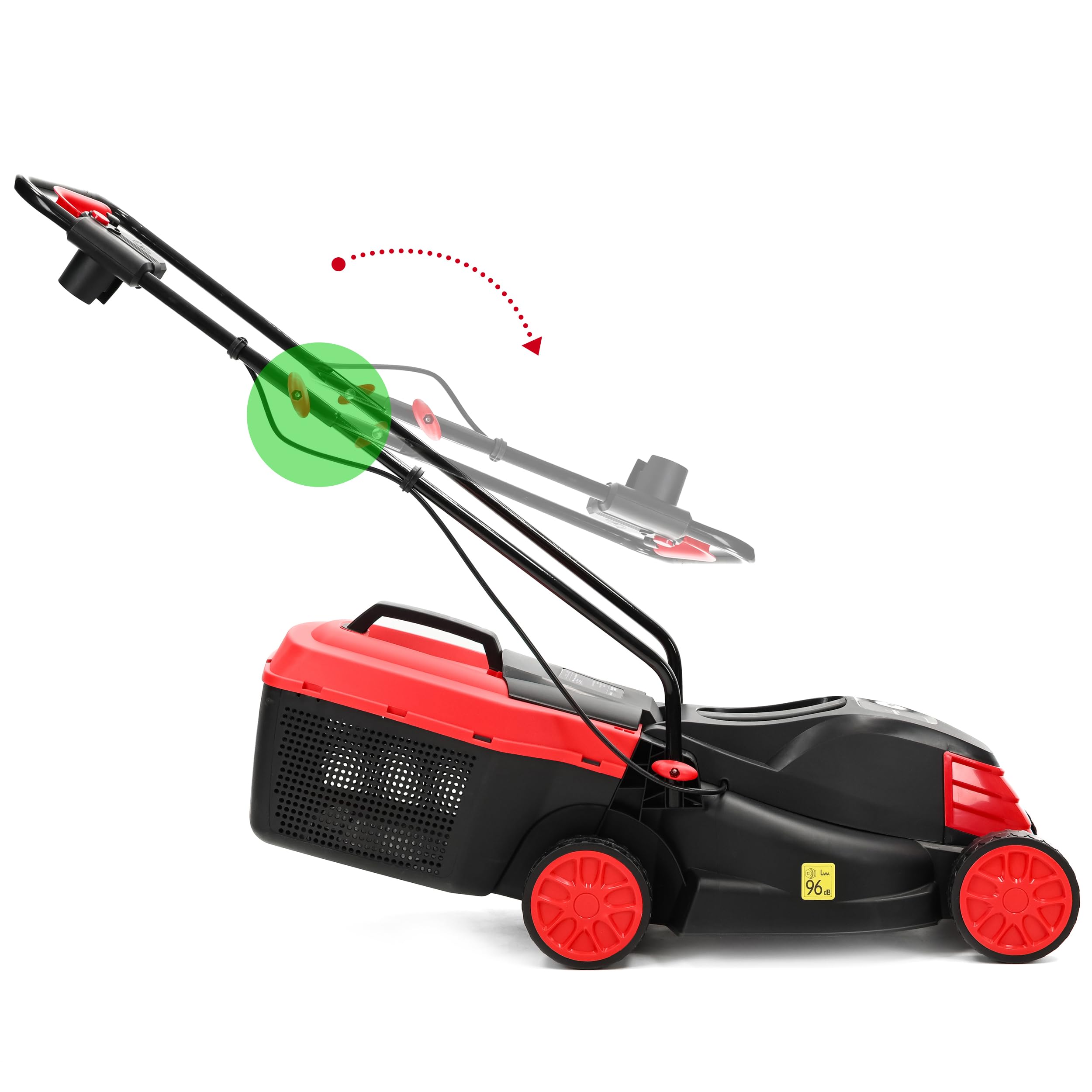 Lehmann Tondeuse à Gazon Électrique, 1200 W, Largeur de Coupe 32 cm, Bac de Ramassage 25 L, Réglage Hauteur de Coupe 3 Positions 25 à 65 mm, Jusqu’à 500 m², 3450 TR/Min