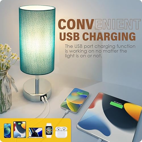 Miniatura 3 de Yarra-Decor Lámpara de noche con puertos de carga USB A+C, juego de dos  Lámpara de mesa de control táctil para dormitorio, lámpara de mesa de noche