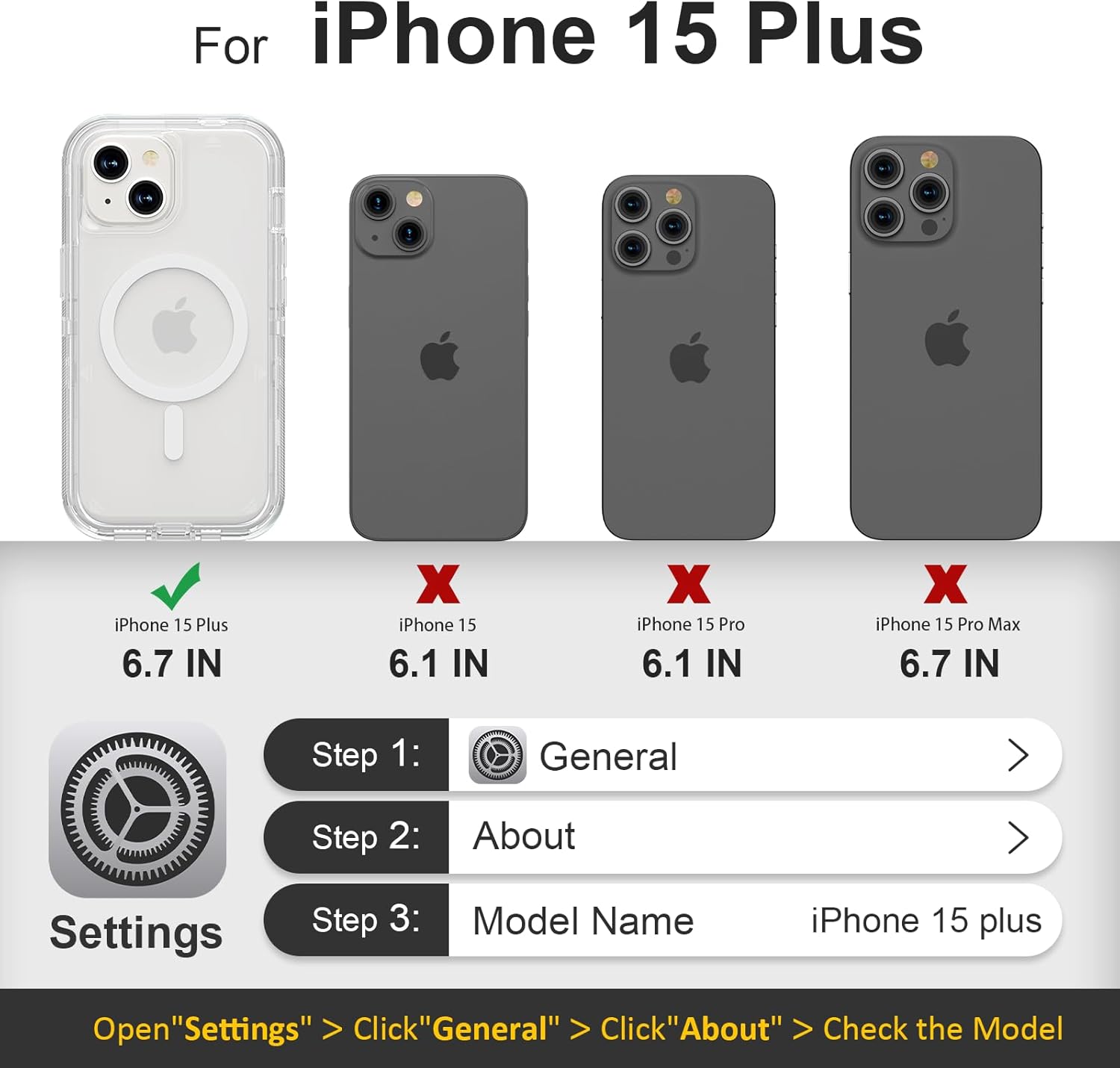 for iPhone 15 Plus Case, Compatible with MagSafe, Durable Dual Layer Transparent Magnetic Phone Cases, Heavy Duty Shockproof and Anti-Drop Protective Cover for iPhone 15 Plus, 6.7'', Clear - Image 2