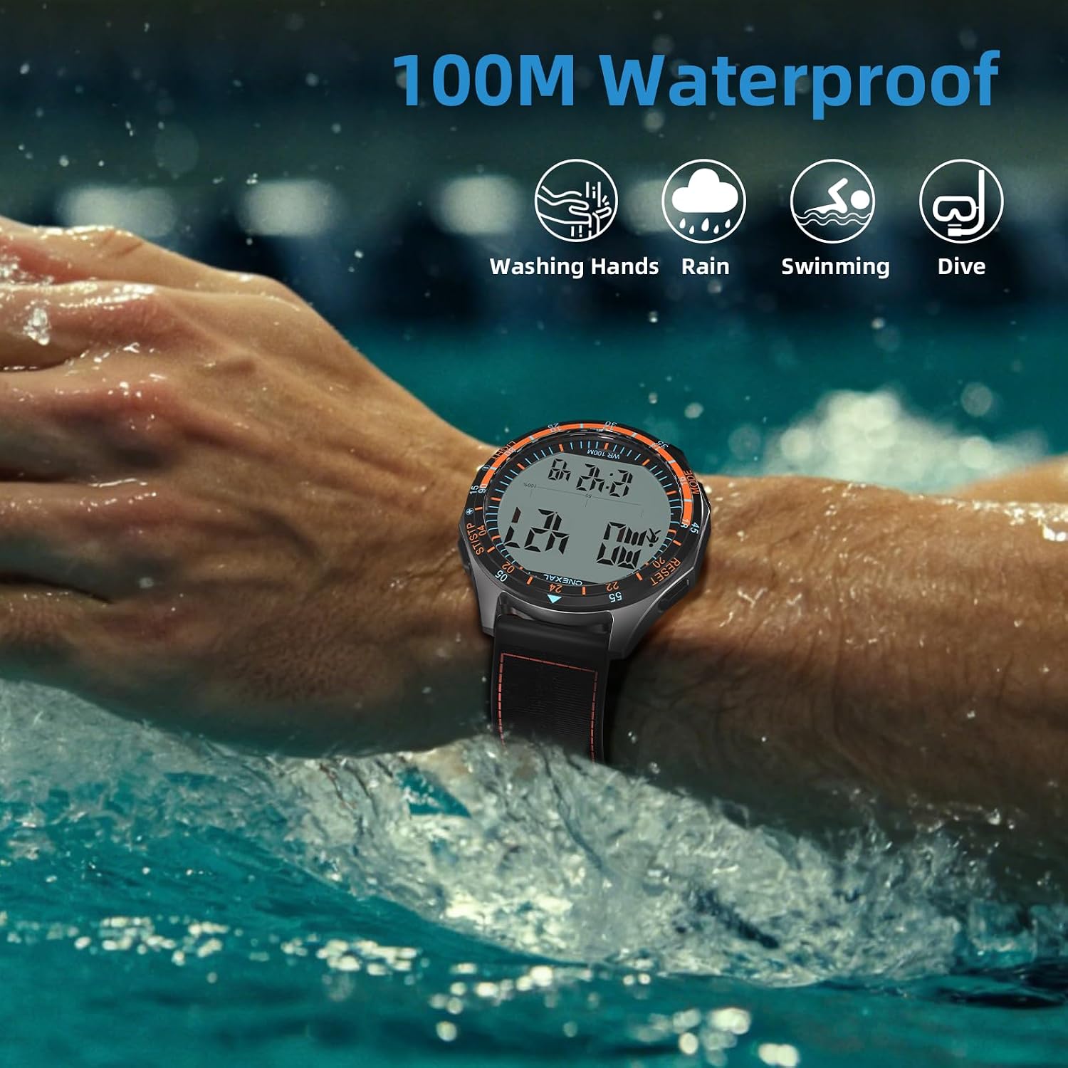 Pedometer Watch 100M Waterproof Large Display Step Counter | No app needed 3 sec backlight 18 mo battery Tracks steps 0 999999 calories distance km For men women seniors