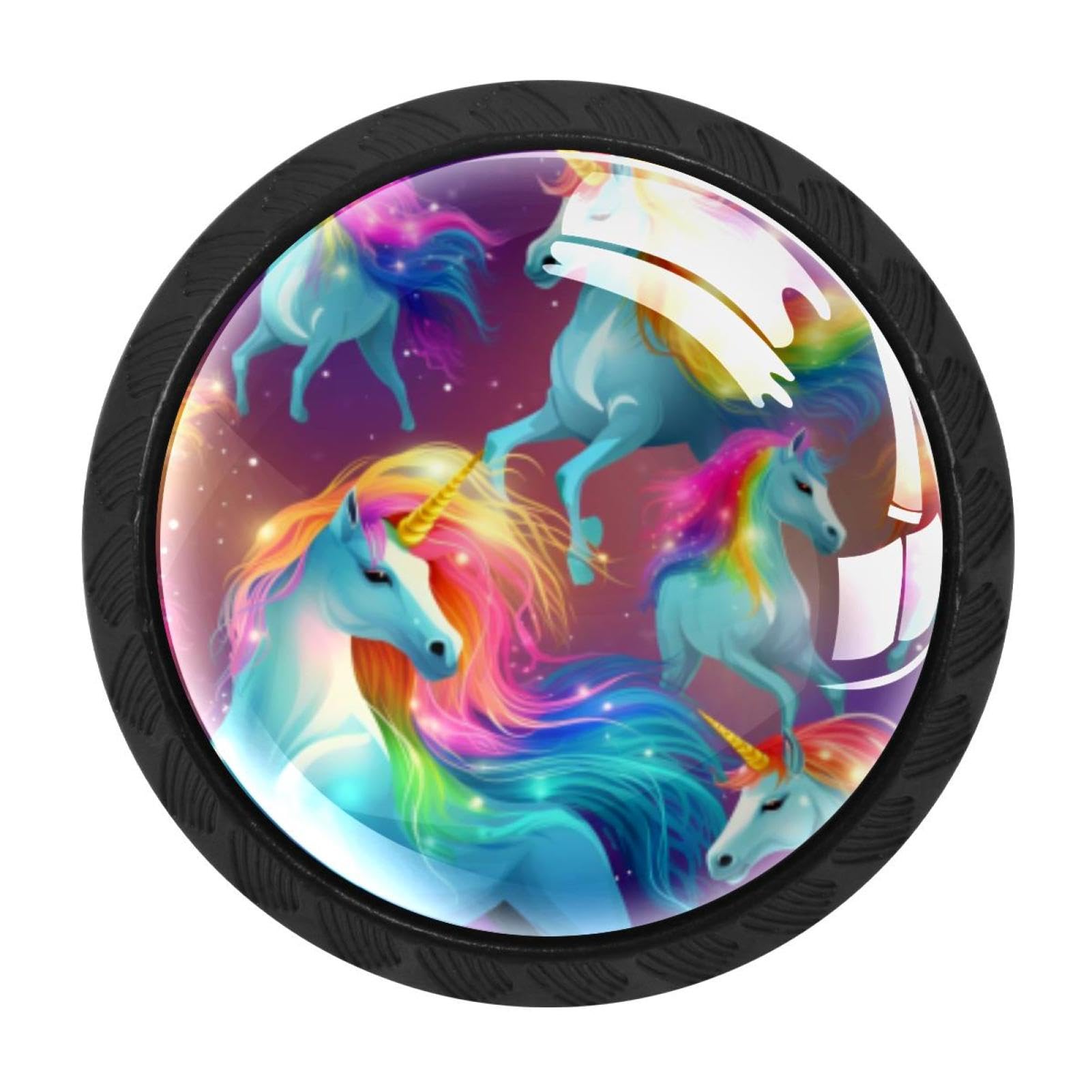 Chenzzzz Multicolored 02 4 Pcs Rainbow Unicorn Crystal Glass Cabinet Knob Drawer Pull Handle For Kitchen Cupboard Dresser Wardrobe Etc
