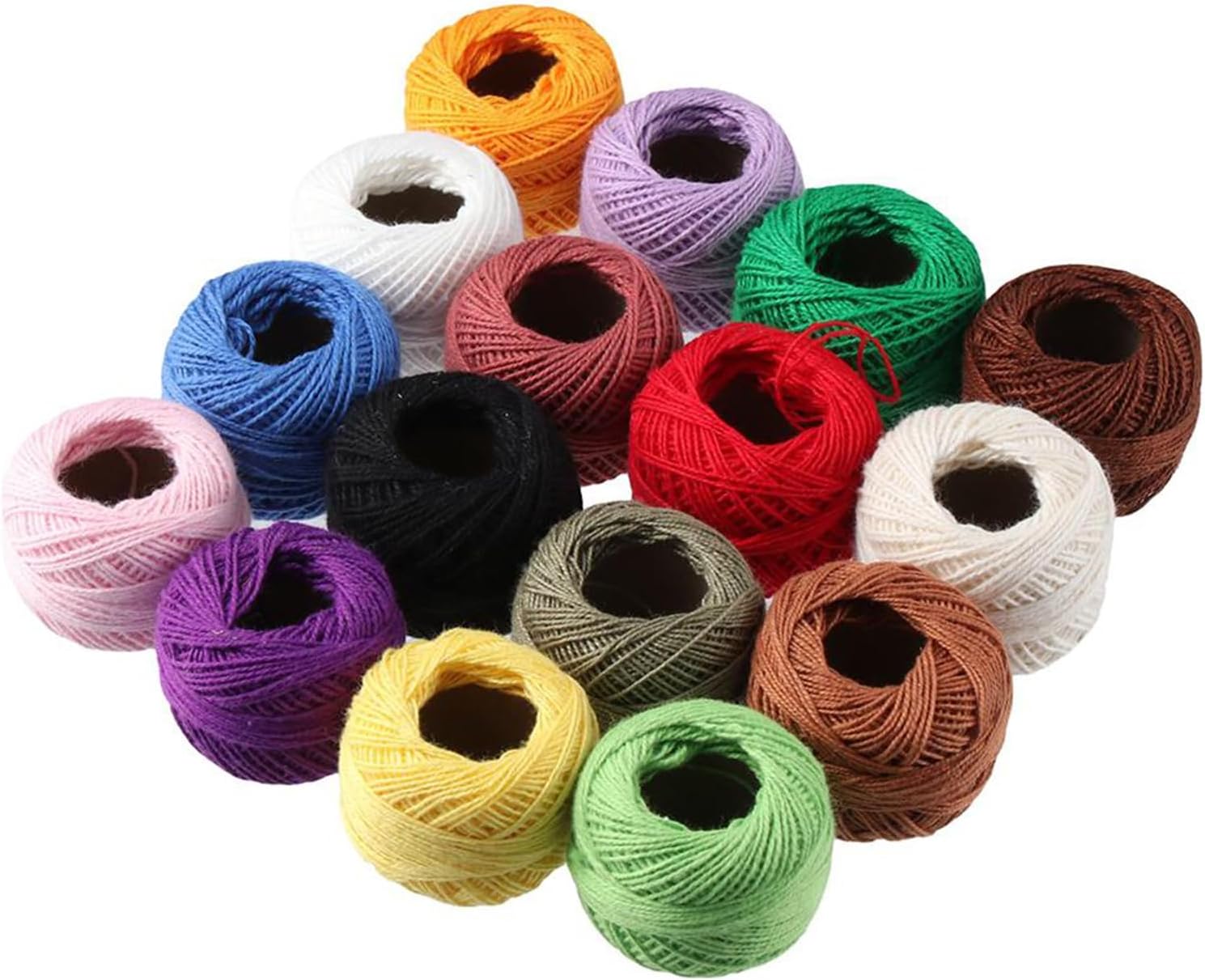 16 Rolls of Colorful Cotton Thread Ball Crochet Embroidery Rainbow Color Sewing Thread for Cross Stitch Crafts(Style 1)