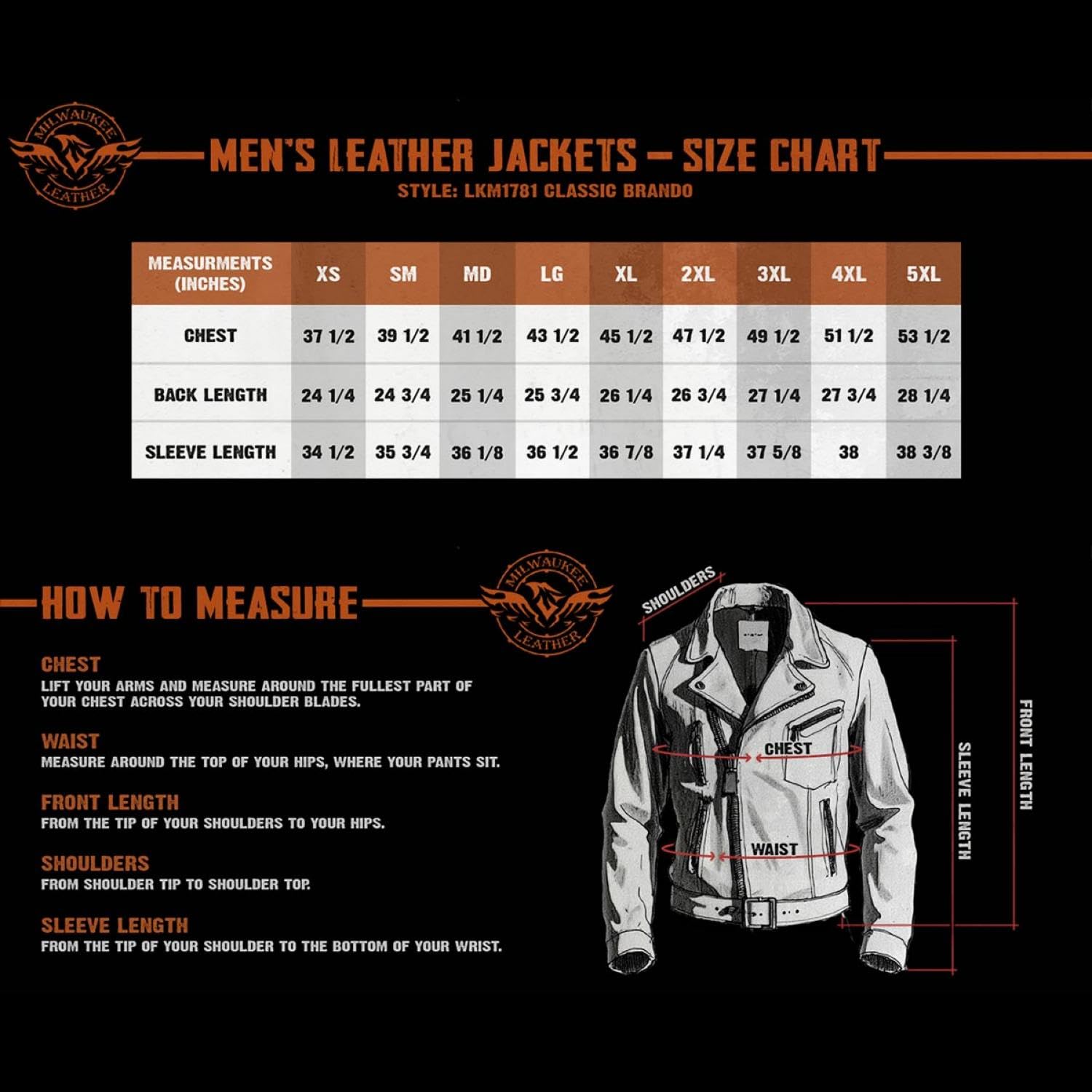 Milwaukee Leather Mens Black Leather Classic Plain Side Police Style M C Jacket - LKM1781 — view 3