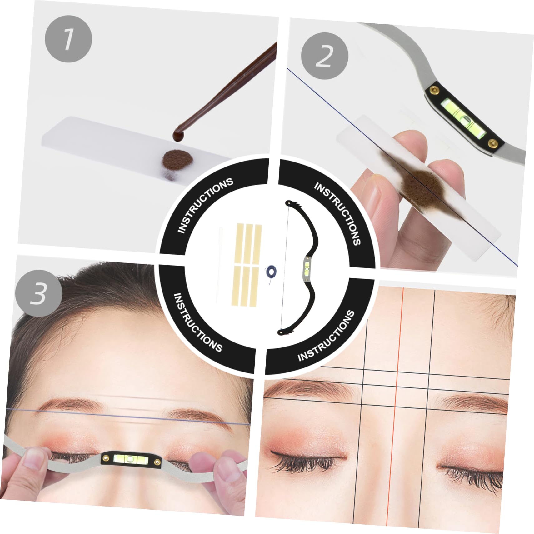 minkissy 3piezas Kit De Diseño De Cejas Regla y Herramienta De Medición Para Microblading y Maquillaje Marcador De Cejas y Nivelador Para Profesional y