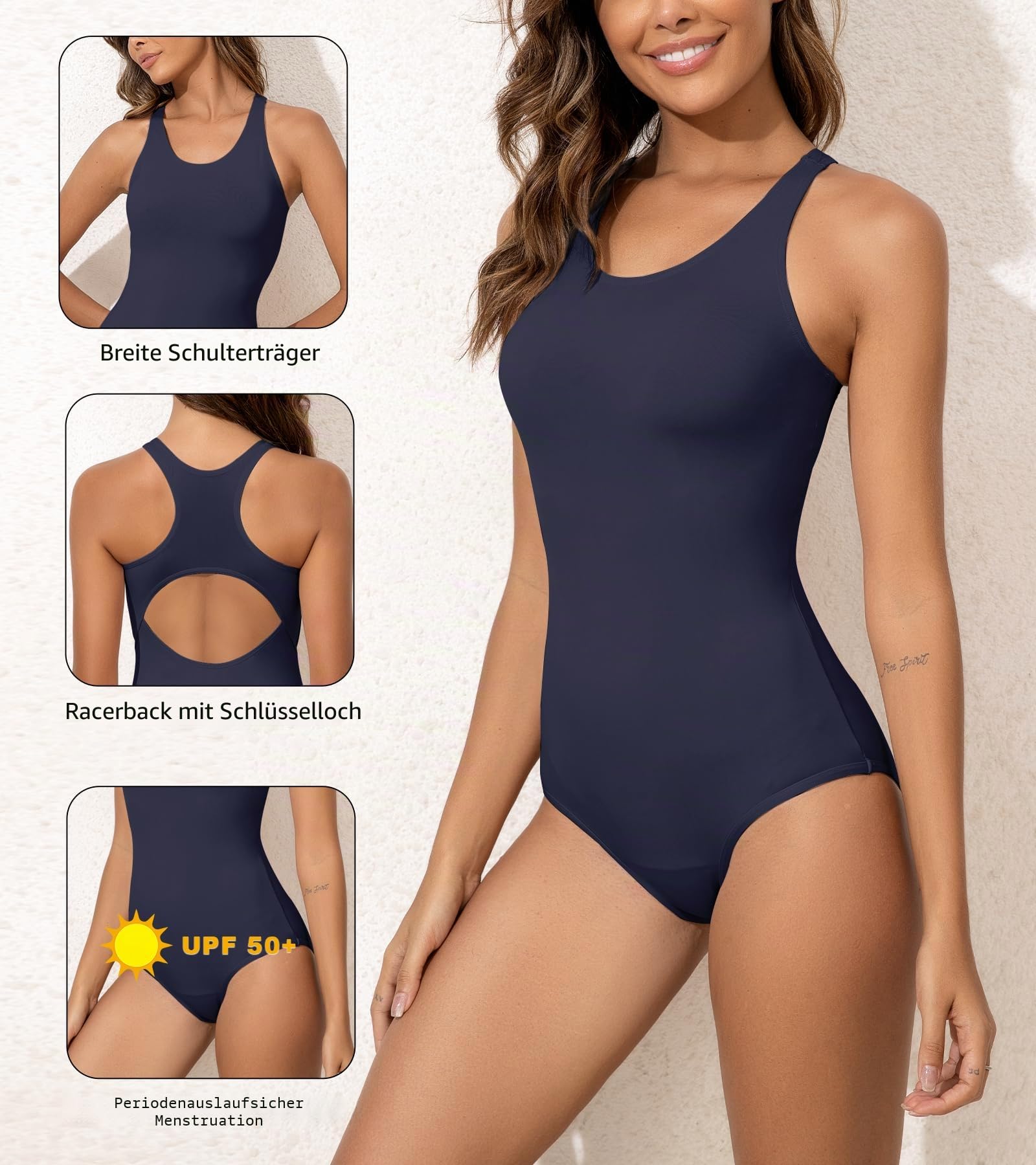 Damen Periode Badeanzug Period Swimwear Menstruations Leakproof Einteilig Sportlich Swimsuit für Teen Mädchen