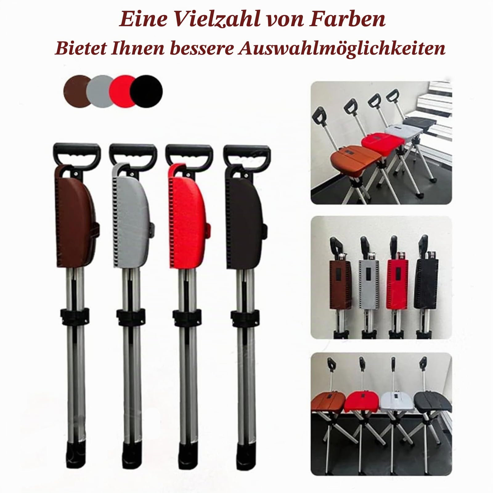 Gehstock Mit Sitz Faltbar Leicht 3-Beinig Sitzstock/Stuhl Für Senioren 2-In-1-Leichtbau-Gehstock Und Hocker Für Reisen Und Wanderungen Brown