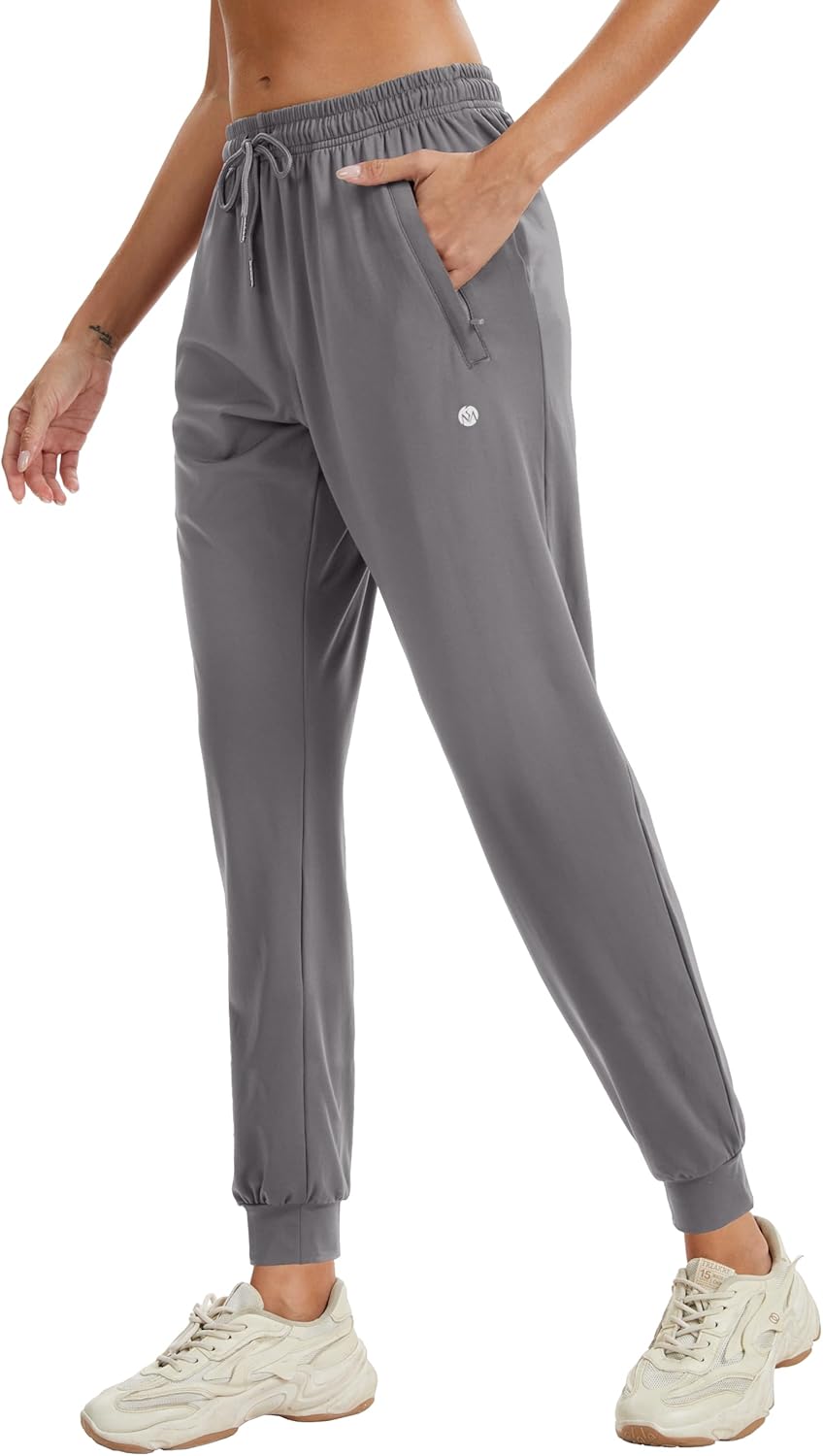 MAZUSPORTS Women's Joggers Pants with Zipper Pockets Tapered Athletic Running Sweatpants for Women Yoga Golf Lounge