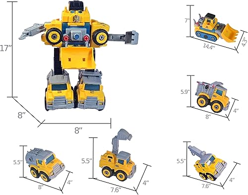 Miniatura 2 de Juego de juguetes de camión de montaje 5 en 1  Construye y transforma vehículos robot de ingeniería  Juego educativo e interactivo para niños y