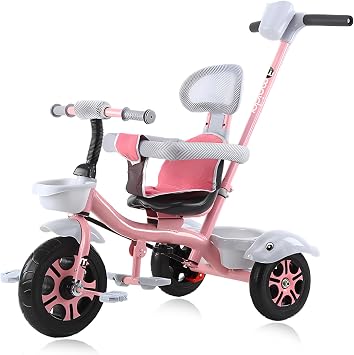 4 in 1 Kids Tricycle Kids Trike,Kid Tricycle Stroller for 1-6 Year Olds,Boy & Girl Kid Stroller with Push Handle,Removable Guardrail,Adjustable Seat,Safety Guard