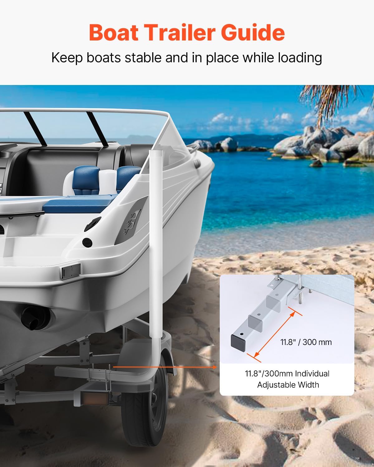 VEVOR Boat Trailer Guide, 16.7"- 60? Adjustable Design Trailer Guide Poles, 2PCS Trailer Guide-Ons for Ski Boat, Fishing Boat or Sailboat Trailer 60" L Shape