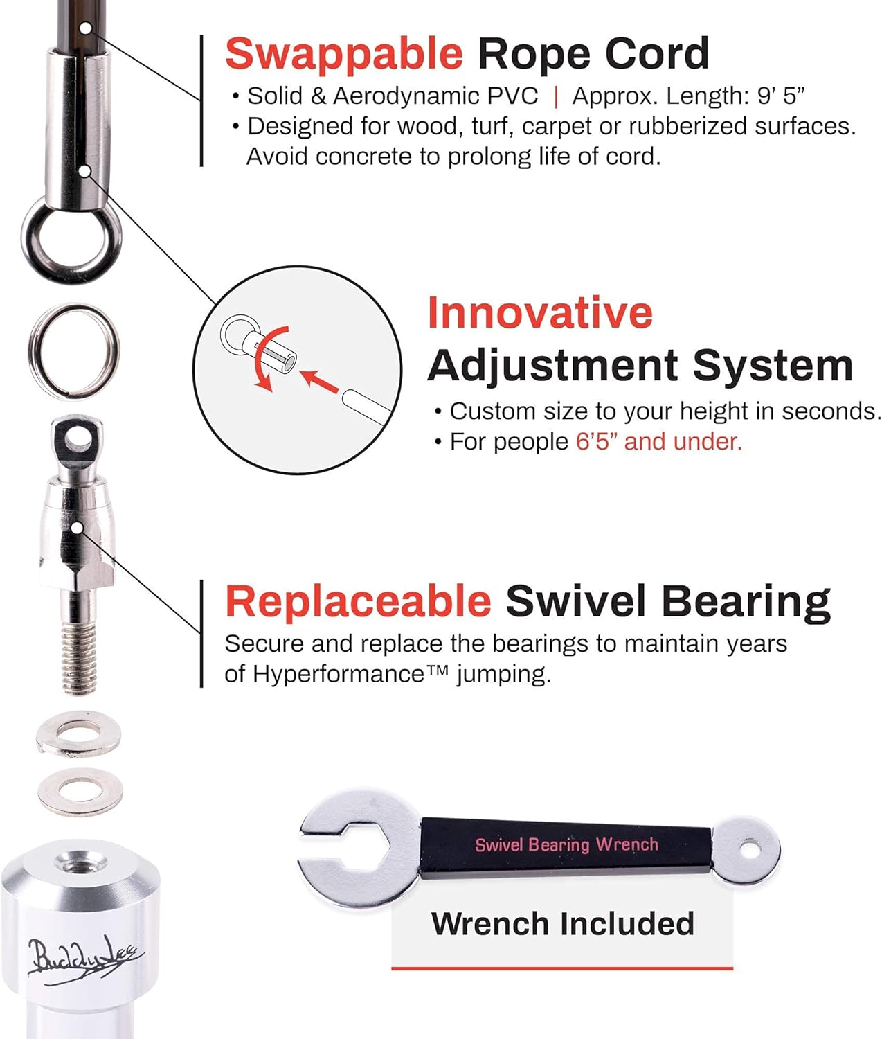 Buddy Lee Jump Ropes Aero Speed Silver Original Ball Bearing Jump Rope, 6” Aluminum Jump Rope Handles. Perfect Jump Rope for Fitness, CrossFit Gym, Endurance Jumping, Double Unders & Extreme Jumping : Sports & Outdoors