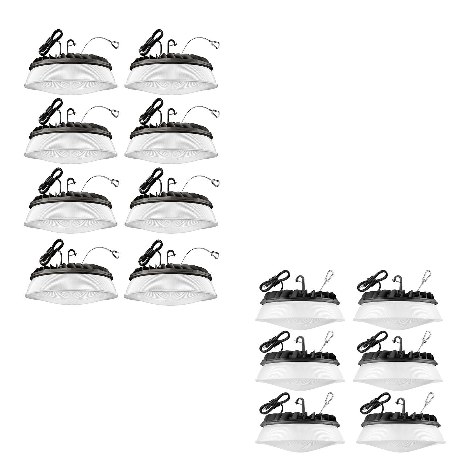 14 Pack UFO LED High Bay Lights with Reflector 8 Pack 200W and 6 Pack 155W 5000K AC110-277V