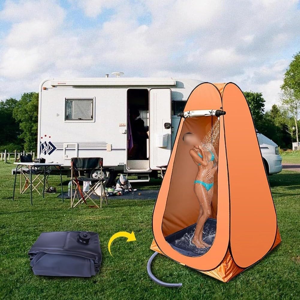 Camping Shower Base Foldable Portable Tray with 100cm Drain Hose Large Outdoor Shower Floor Mat 104x104cm